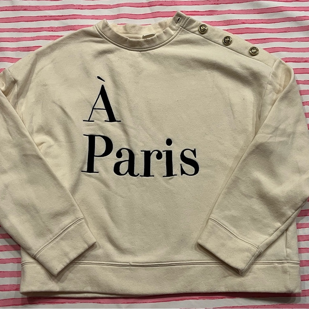 H&M “À Paris” Graphic Sweatshirt (Cream)